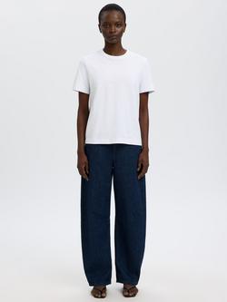 Selected Mila Embroidered Crew Neck T-Shirt, White - view 2, White