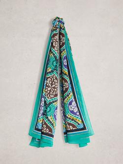 White Stuff Organic Cotton Scarf, Blue/Multi, Blue/Multi
