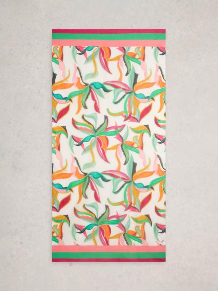 White Stuff Organic Cotton Scarf, Green/Multi - view 2, Green/Multi