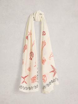 White Stuff Embroidered Scarf, Ivory/Multi, Ivory/Multi
