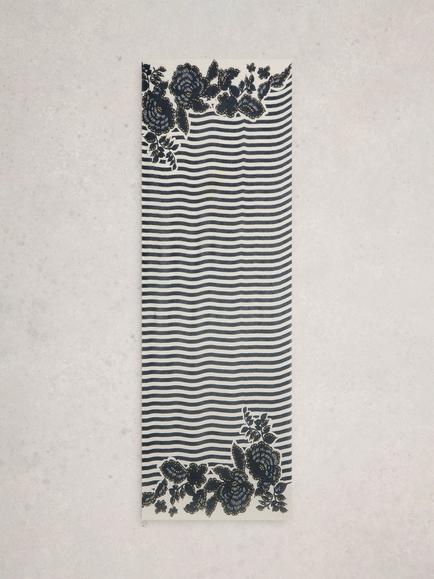 White Stuff Lily Scarf, Navy/White - view 2, Navy/White