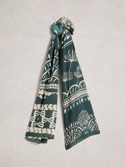 White Stuff Lily Floral Bird Scarf, Green/Multi, Green/Multi