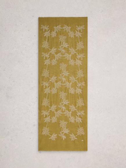 White Stuff Embroidered Scarf, Green - view 2, Green