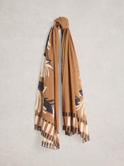 White Stuff Organic Cotton Scarf, Brown/Multi, Brown/Multi