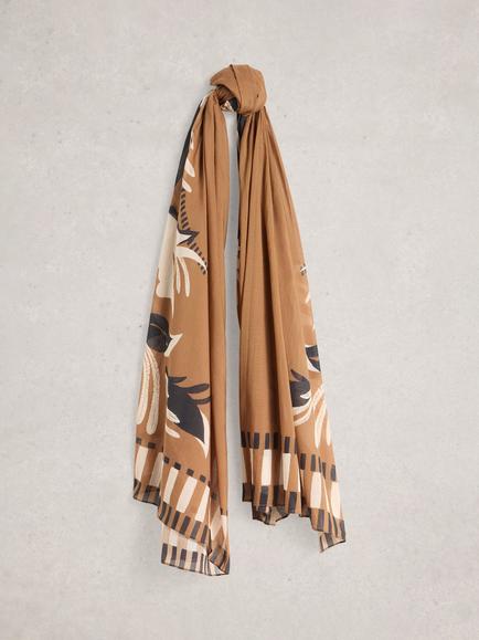 White Stuff Organic Cotton Scarf, Brown/Multi, Brown/Multi