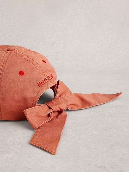 White Stuff Cotton Bow Baseball Cap, Mid Pink - view 2, Mid Pink