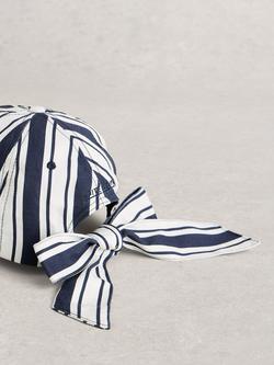White Stuff Striped Bow Cap, White/Navy - view 2, White/Navy