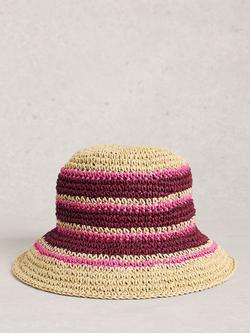 White Stuff Crochet Bucket Hat, Pink/Multi, Pink/Multi