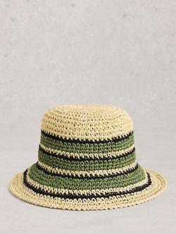 White Stuff Crochet Stripe Bucket Hat, Multi, Multi