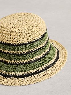 White Stuff Crochet Stripe Bucket Hat, Multi - view 2, Multi