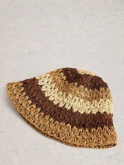 White Stuff Stripe Bucket Hat, Brown/Multi - view 2, Brown/Multi