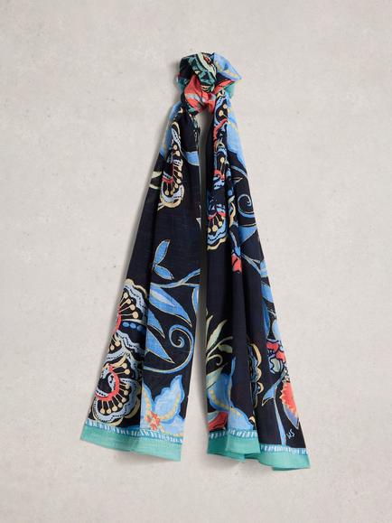 White Stuff Callie Floral Scarf, Navy/Multi, Navy/Multi
