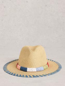White Stuff Raffia Whipstitch Fedora, Multi, Multi