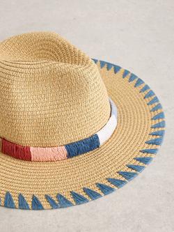 White Stuff Raffia Whipstitch Fedora, Multi - view 2, Multi
