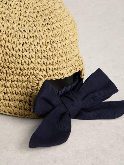White Stuff Weave Bow Baseball Cap, Natural - view 2, Natural
