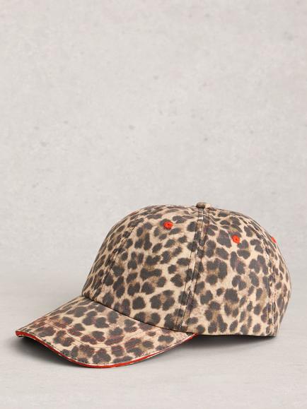 White Stuff Animal Print Baseball Cap, Brown/Multi, Brown/Multi