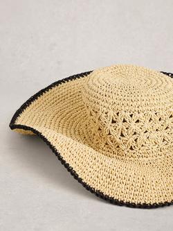 White Stuff Raffia Wide Sun Hat, Natural - view 2, Natural