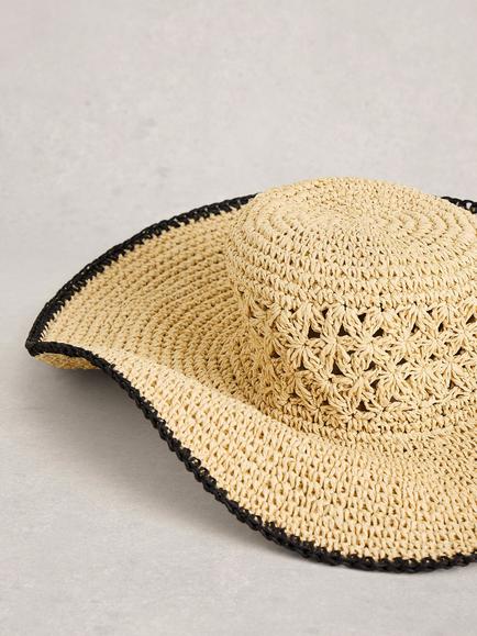 White Stuff Raffia Wide Sun Hat, Natural - view 2, Natural