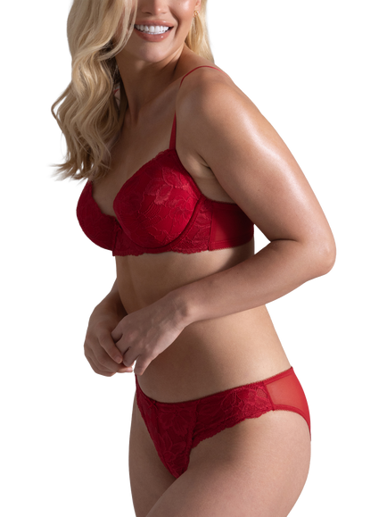 Dorina Perfect Lace Padded T-Shirt Bra - view 2, Red