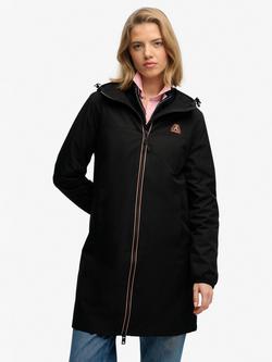 Superdry Longline Tri Coloured Windbreaker Jacket, Black