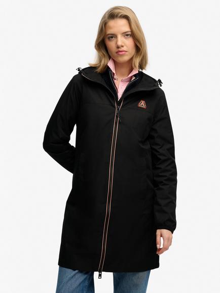 Superdry Longline Tri Coloured Windbreaker Jacket, Black