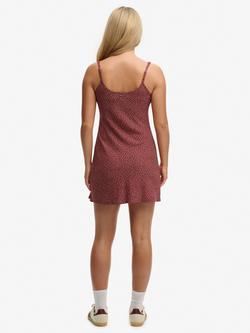 Superdry Ditsy Floral Cami Mini Dress, Bordeaux Red - view 2, Bordeaux Red