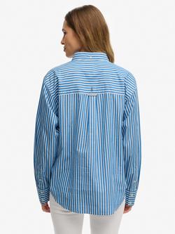 Superdry Stripe Poplin Long Sleeve Shirt, Royal Blue/White - view 2, Royal Blue/White