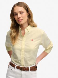 Superdry Slim Oxford Button Down Long Sleeve Shirt, Pastel Yellow