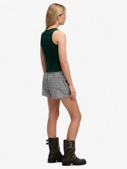 Superdry Elastic Waist Gingham Shorts - view 2, Navy/White