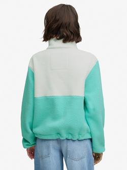 Superdry Colour Block Fleece Jumper, Shooting Olive/Multi - view 2, Rich Turquoise/Multi