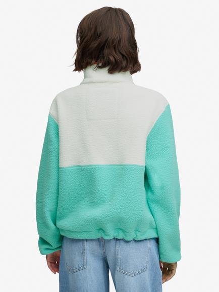 Superdry Colour Block Fleece Jumper, Shooting Olive/Multi - view 2, Rich Turquoise/Multi