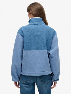Superdry Colour Block Fleece Jumper, Shooting Olive/Multi - view 2, Tidal Blue/Multi