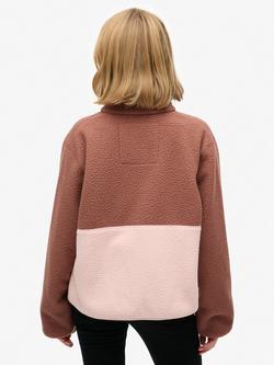 Superdry Colour Block Fleece Jacket - view 2, Nutmeg Spice Brown/Multi