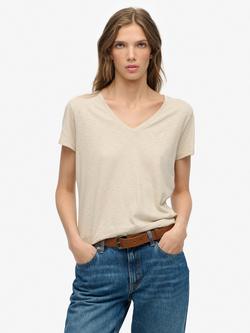 Superdry Studios Slub Embroidered T-Shirt, Feather Grey, Feather Grey