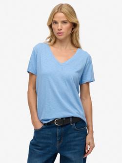 Superdry Studios Slub Embroidered T-Shirt, Bluebell, Bluebell