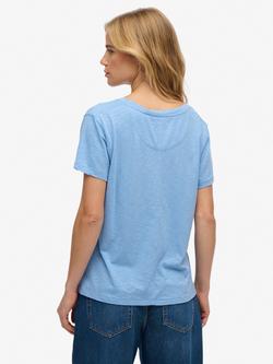 Superdry Studios Slub Embroidered T-Shirt, Bluebell - view 2, Bluebell