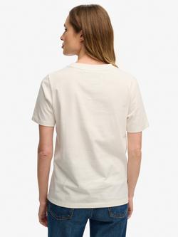 Superdry Varsity Script T-Shirt, Cream - view 2, Cream