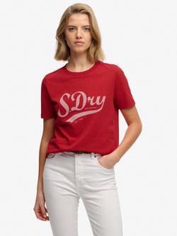 Superdry Varsity Script T-Shirt, Varsity Red, Varsity Red