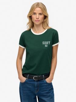 Superdry Athletic Essentials Side Stripe T-Shirt, Enamel Green, Enamel Green