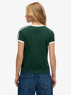 Superdry Athletic Essentials Side Stripe T-Shirt, Enamel Green - view 2, Enamel Green