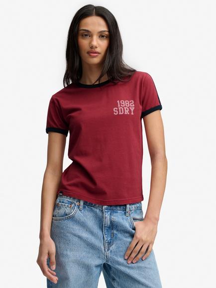 Superdry Athletic Essentials Side Stripe T-Shirt, Bordeaux Red
