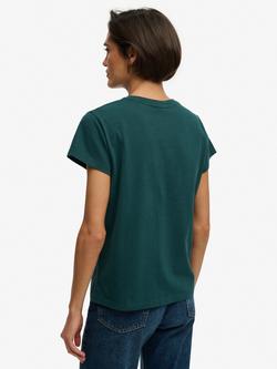 Superdry Luxe Casual Classic T-Shirt, Dark Pine Green - view 2, Dark Pine Green