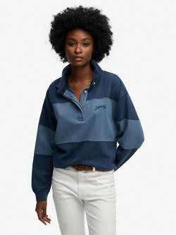 Superdry Heritage Pique Rugby Top, Richest Navy/Indigo, Richest Navy/Indigo