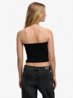 Superdry Athletic Essentials Jersey Bandeau Top, Black - view 2, Black