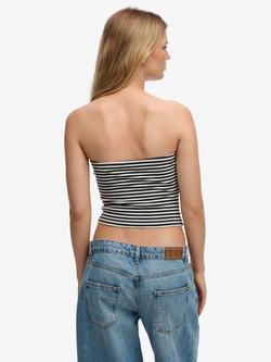 Superdry Athletic Essentials Jersey Bandeau Top - view 2, Eclipse Navy/White