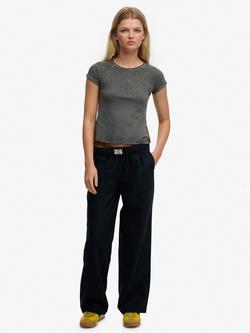 Superdry Drawstring Waist Straight Trousers, Eclipse Navy, Eclipse Navy