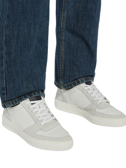 Dune London Tawly Leather Lace Up Trainers, White/Multi - view 2, White/Multi