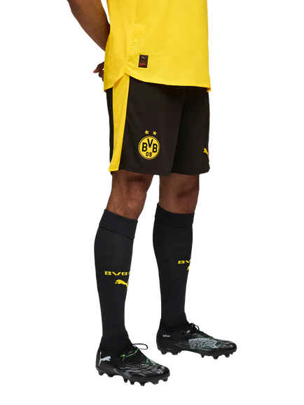 PUMA Borussia dryCELL Football Shorts, Black/Faster Yellow