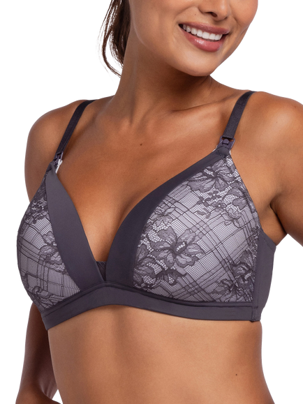 Dorina Manvi Padded Lace Maternity and Nursing Bra, Grey