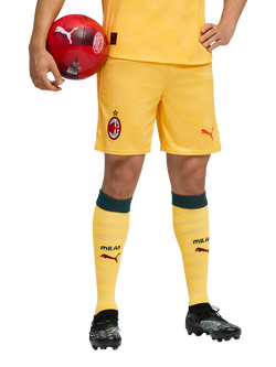PUMA AC Milan Football Shorts, Yellow/Dark Myrtle